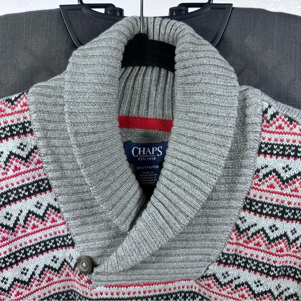 Chaps Gray Patterned Men's Sweater Size XXL